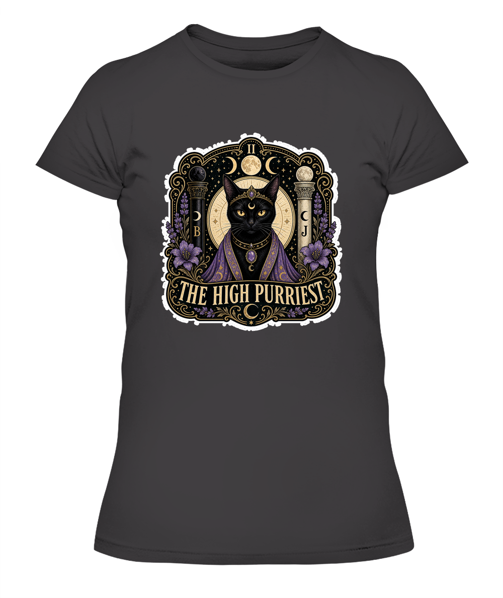 The High Purriest Ladies T-Shirt | Black Cat Lover Gift