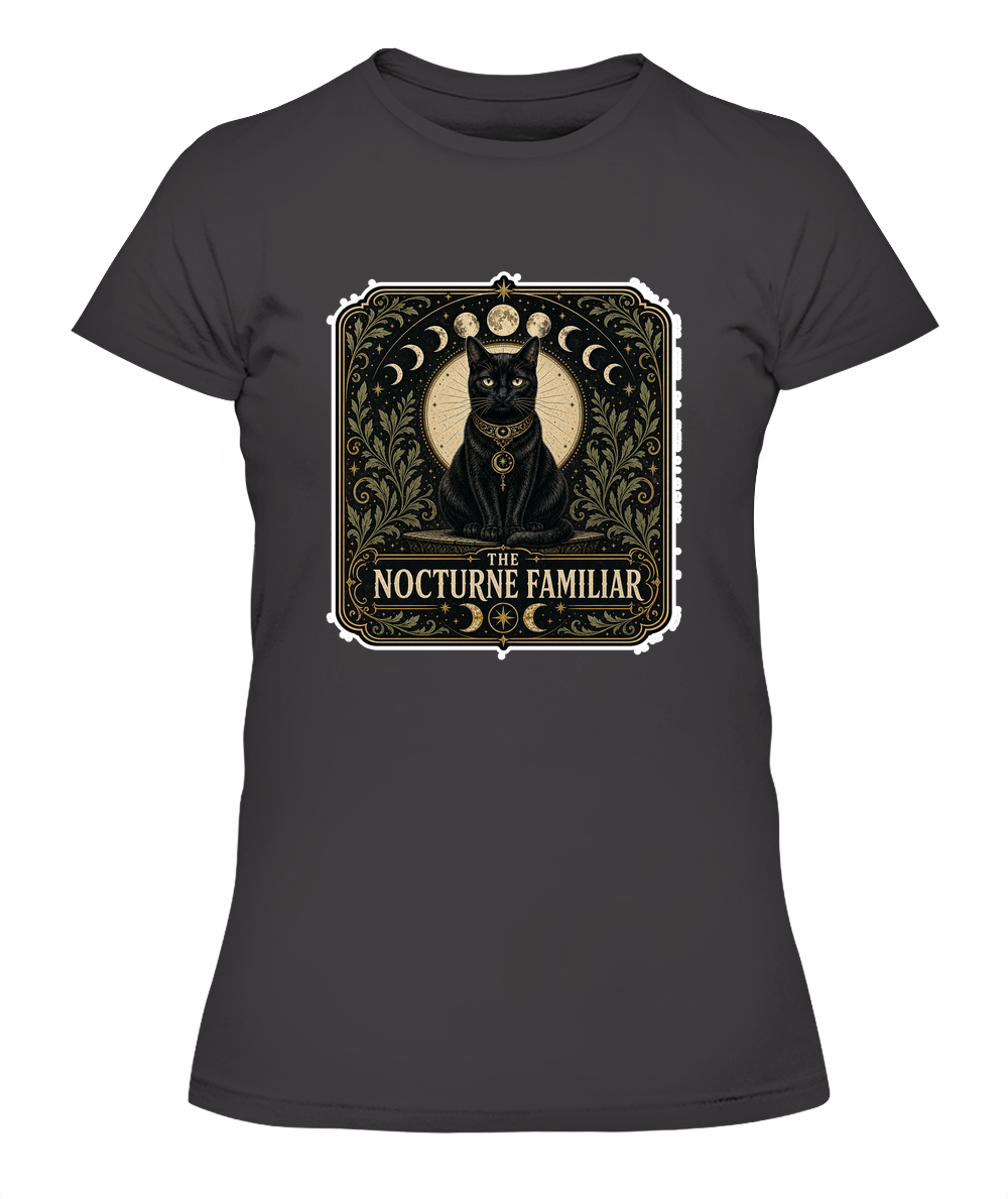 The Nocturne Familiar Ladies T-Shirt | Black Cat Lover Gift