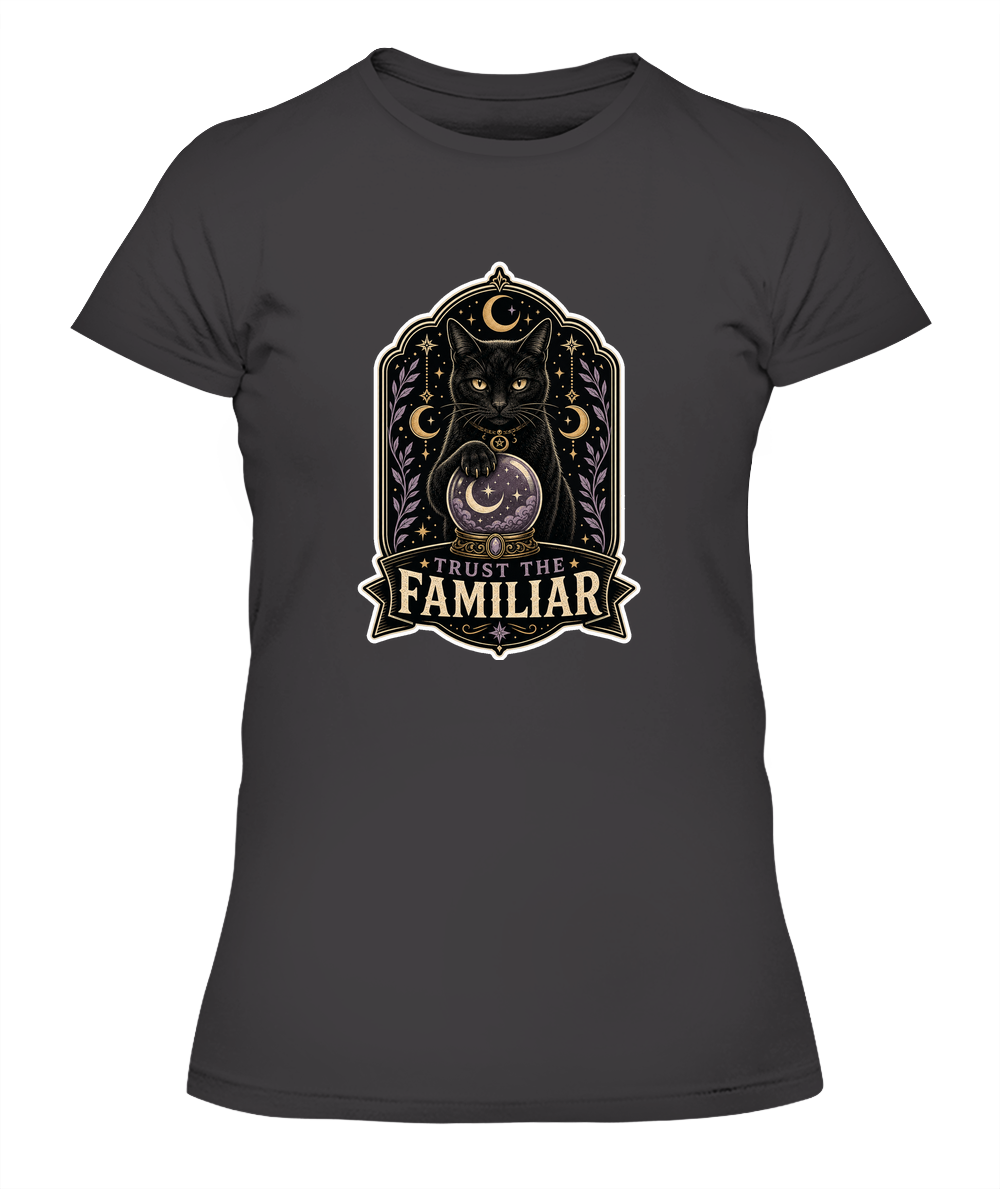 Trust the Familiar Ladies T-Shirt | Black Cat Lover Gift