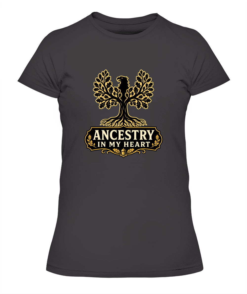 Ancestry In My Heart — Lady's T-Shirt in Heavy Metal