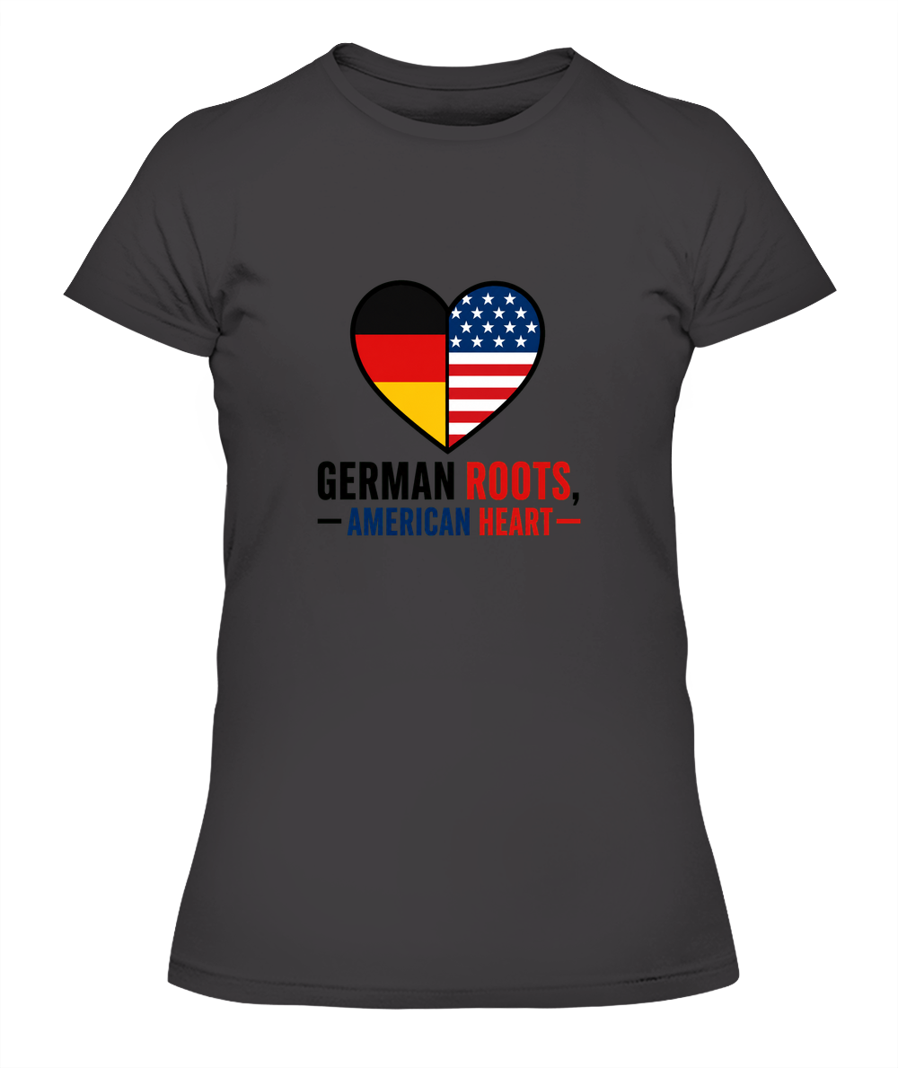 German Roots, American Heart — Lady's T-Shirt in Heavy Metal