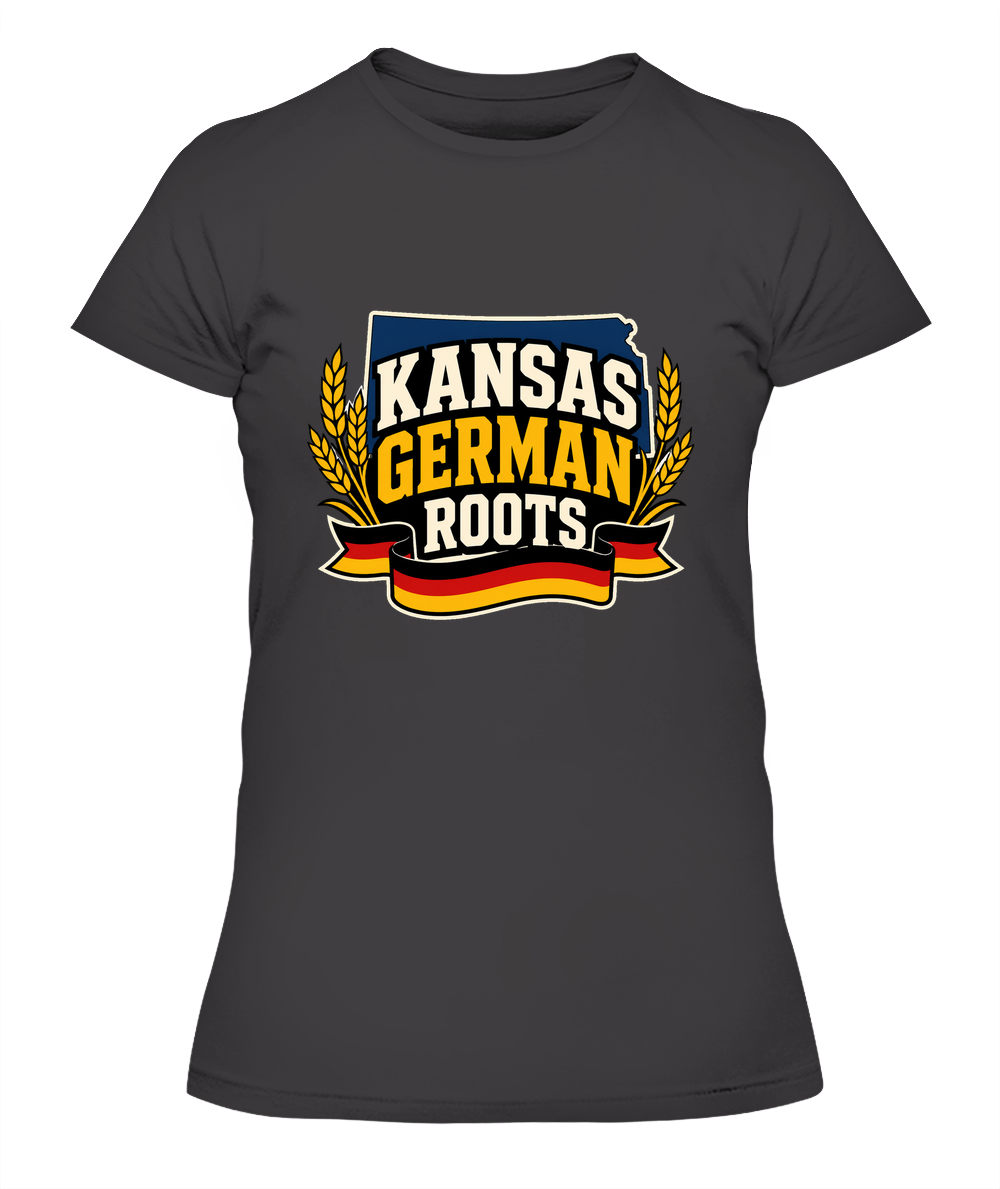 Kansas German Roots — Lady's T-Shirt in Heavy Metal