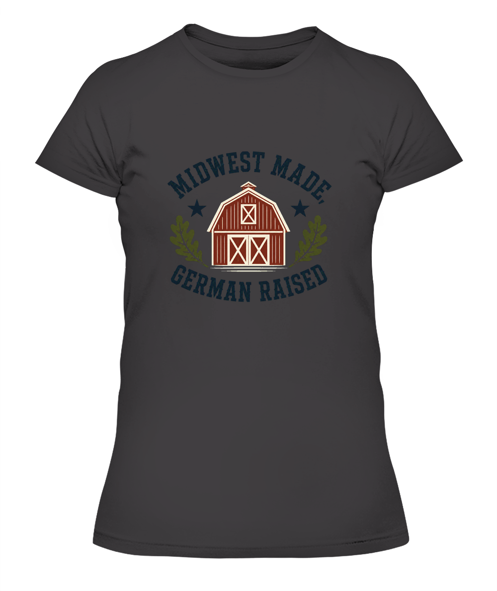 Midwest Made, German Raised — Lady's T-Shirt in Heavy Metal