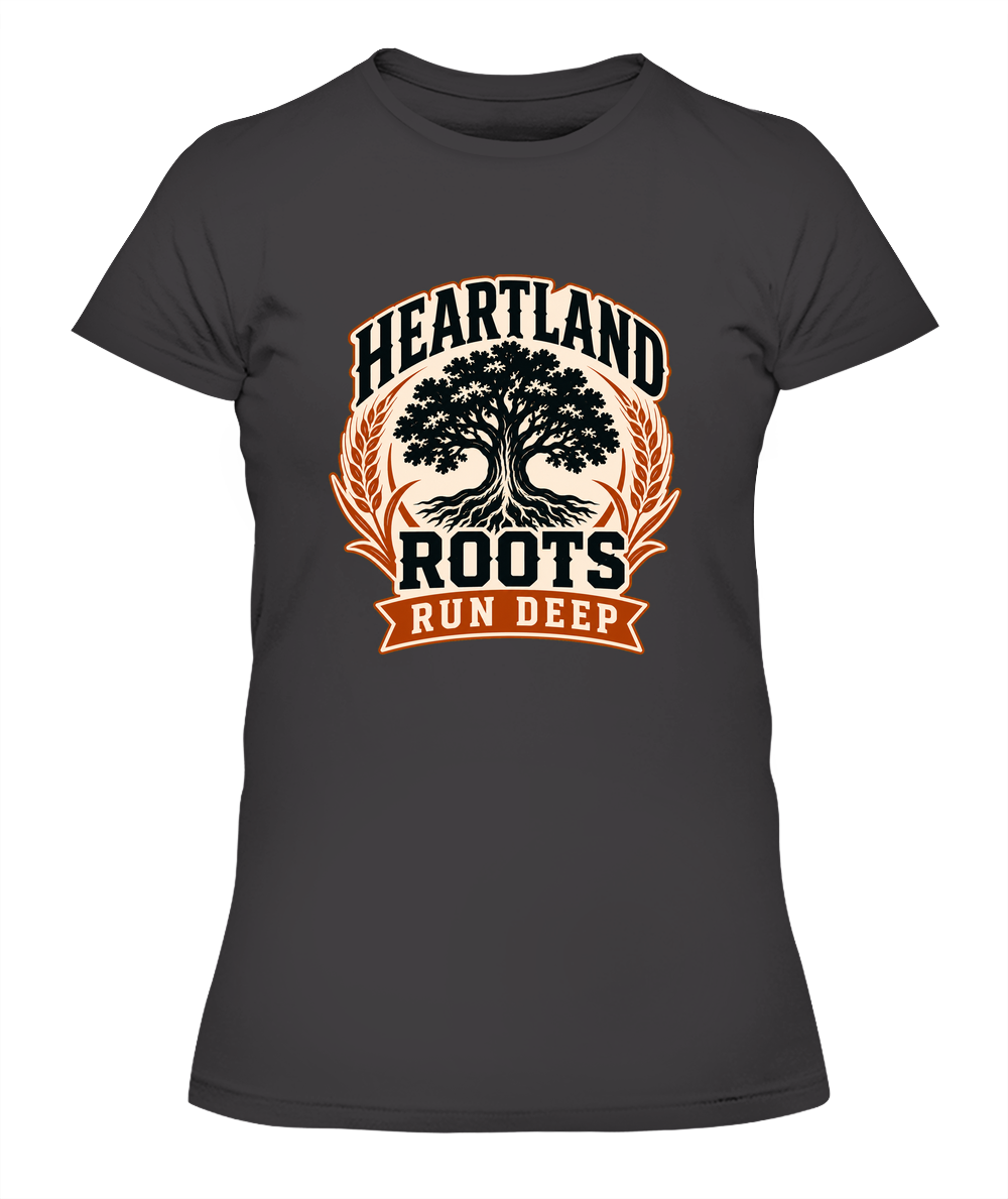 Heartland Roots Run Deep — Lady's T-Shirt in Heavy Metal