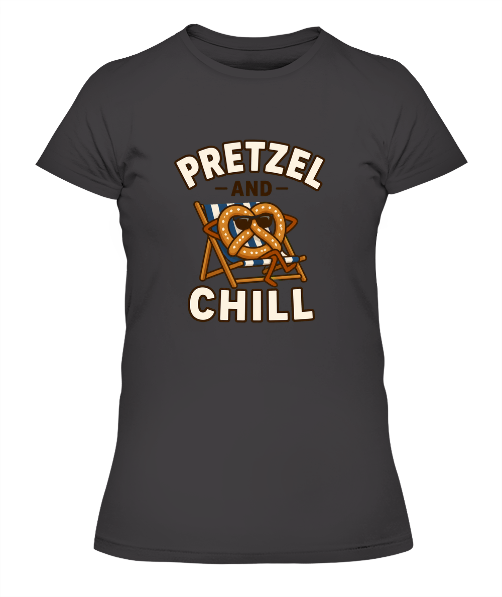 Pretzel And Chill — Lady's T-Shirt in Heavy Metal