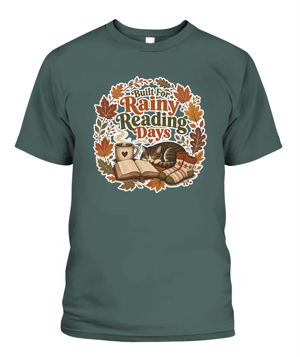 Built for Rainy Reading Days Book Lover T-Shirt | Reading Gift