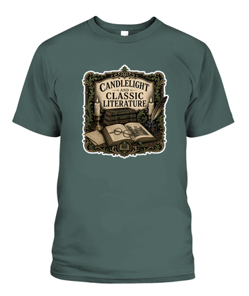 Candlelight and Classic Literature Book Lover T-Shirt | Reading Gift