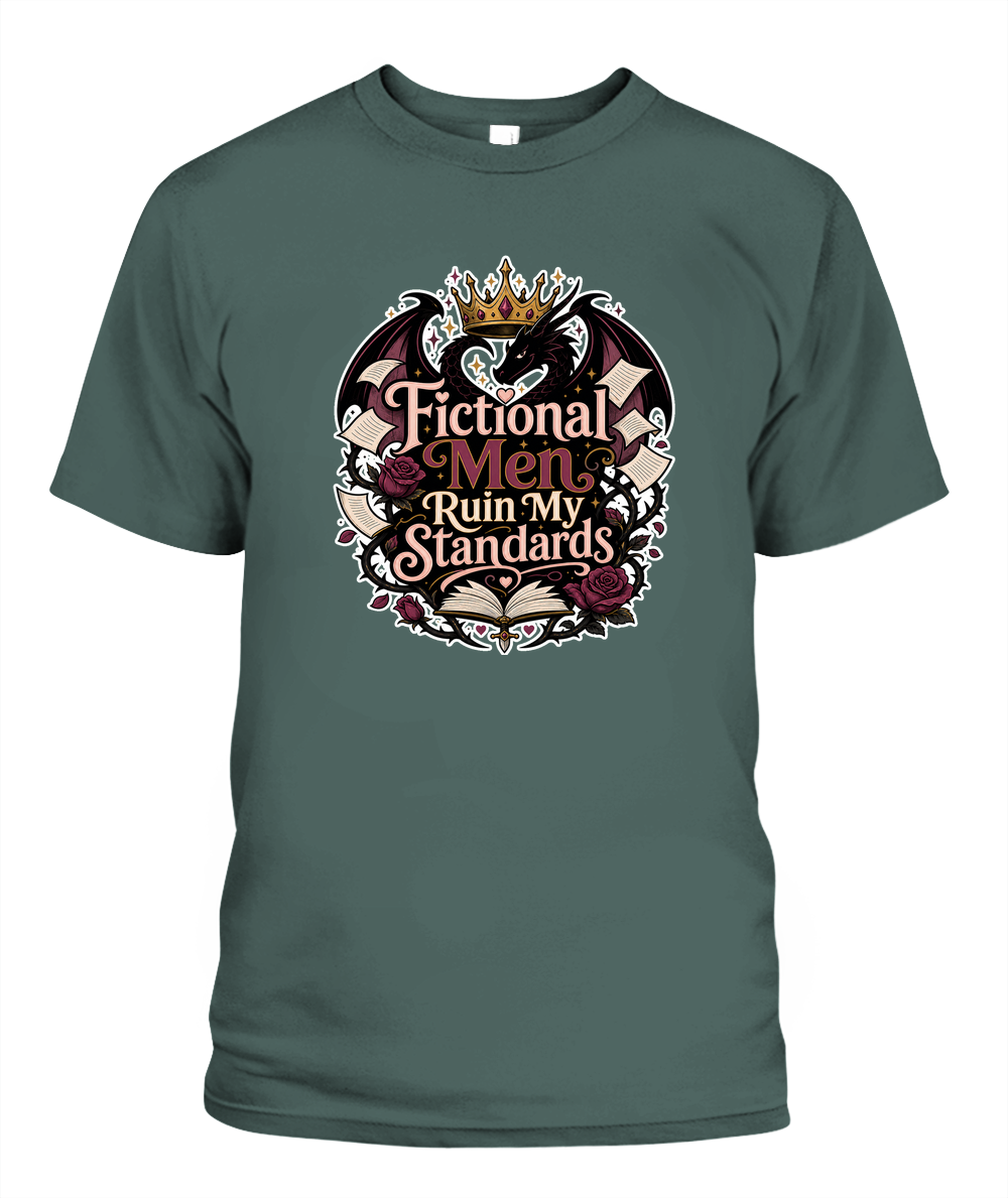 Fictional Men Ruin my Standards Book Lover T-Shirt | Reading Gift