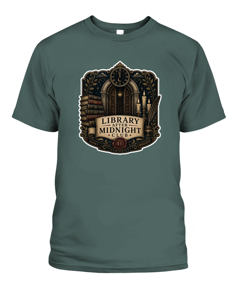 Library After Midnight Club Book Lover T-Shirt | Reading Gift