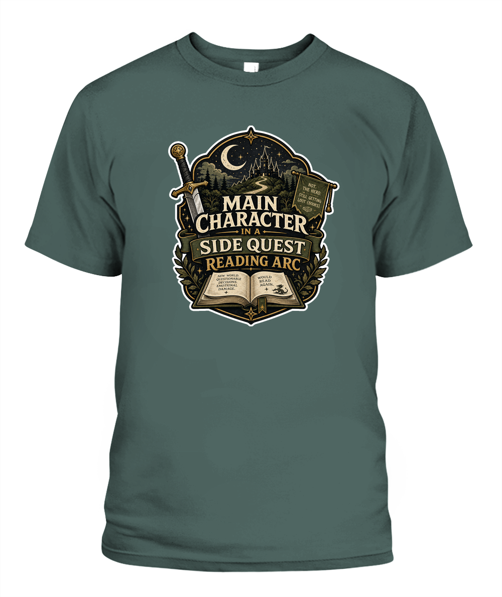 Main Character in a Side Quest Reading Arc Book Lover T-Shirt | Reading Gift