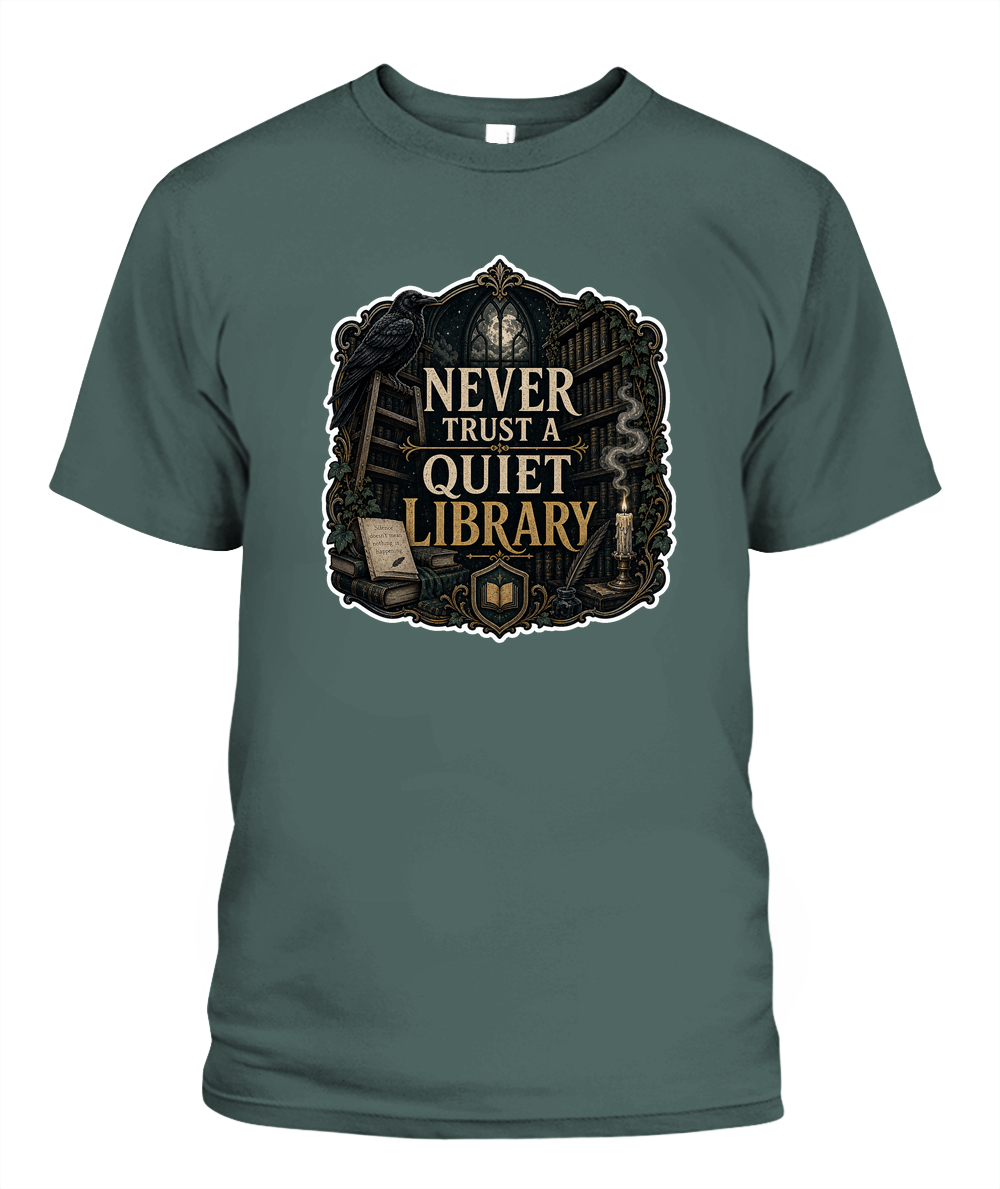 Never Trust a Quiet Library Book Lover T-Shirt | Reading Gift