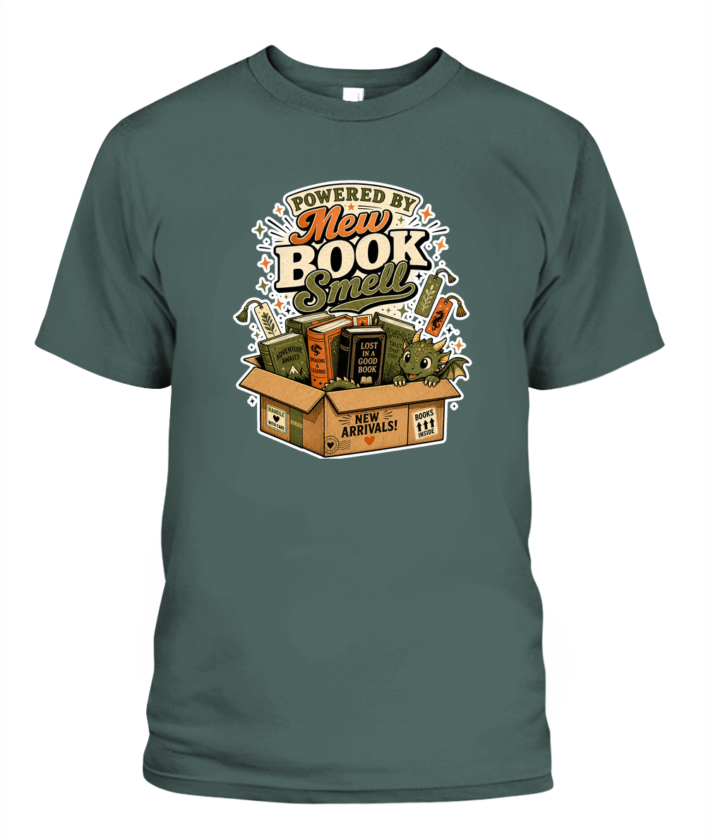 Powered by New Book Smell Book Lover T-Shirt | Reading Gift