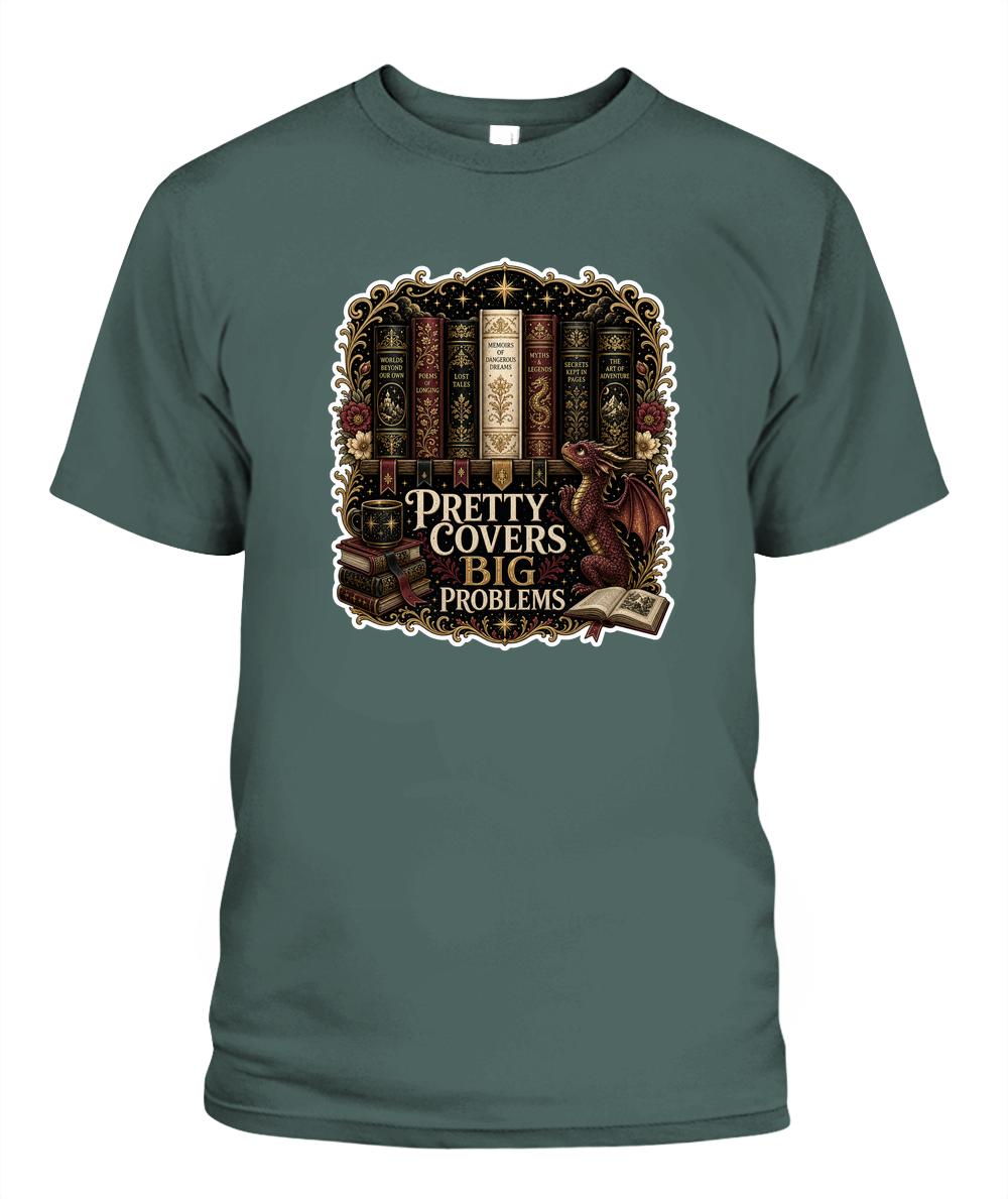 Pretty Covers Big Problems Book Lover T-Shirt | Reading Gift