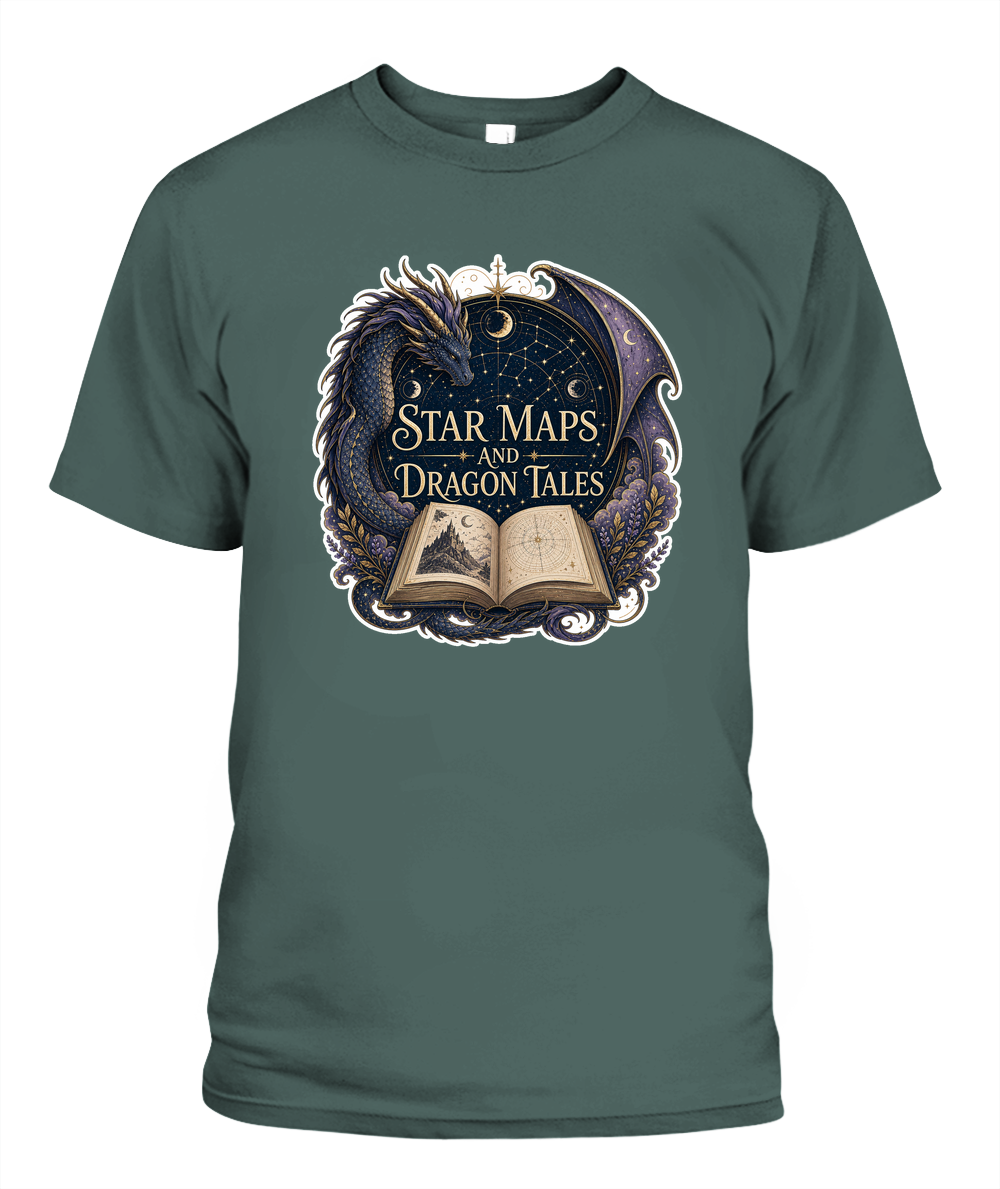 Star Maps and Dragon Tales Book Lover T-Shirt | Reading Gift