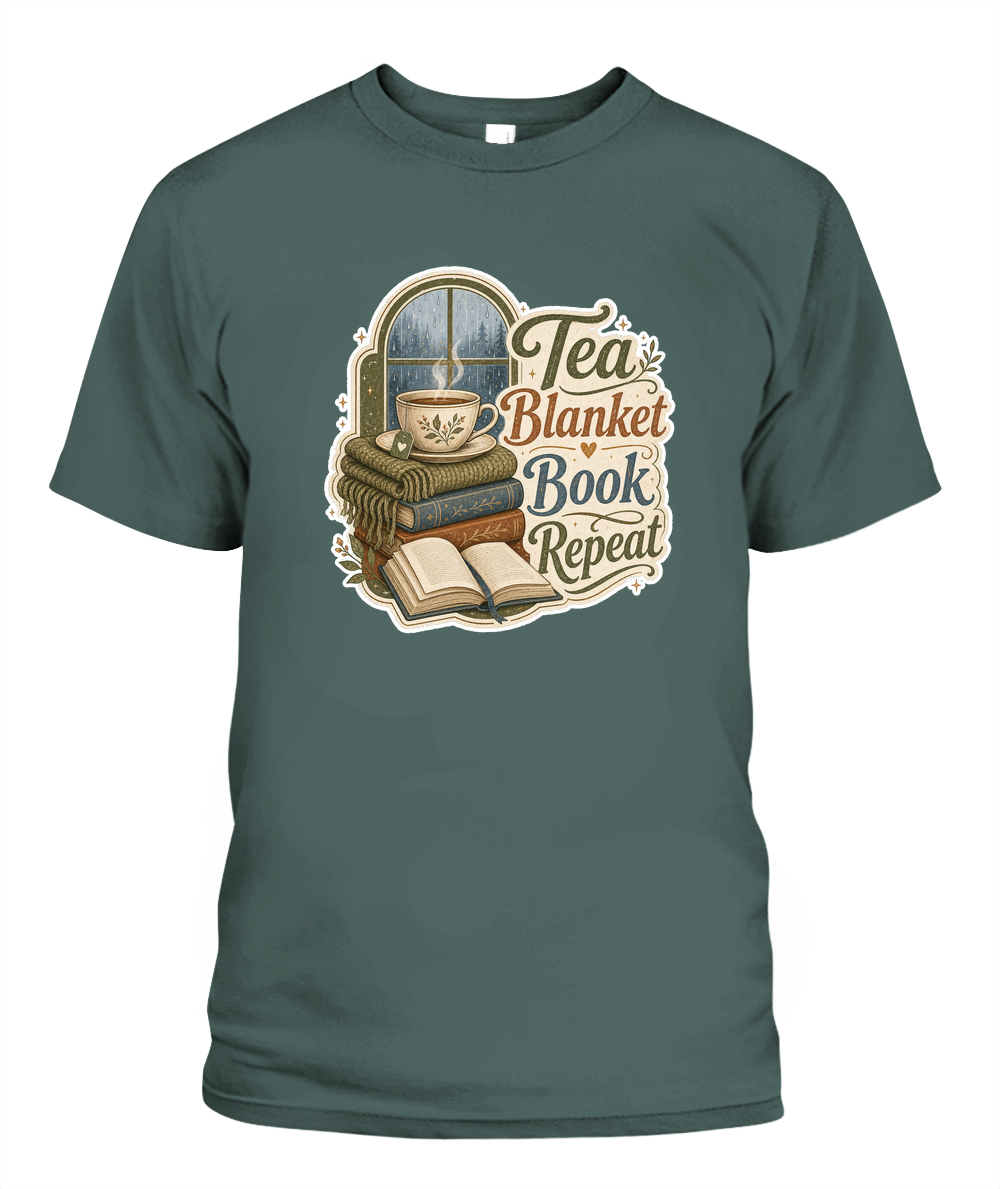 Tea Blanket Book Repeat Book Lover T-Shirt | Reading Gift