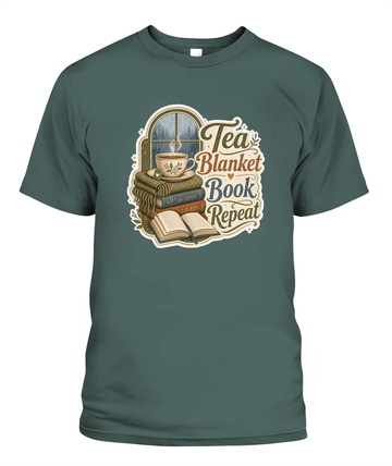 Tea Blanket Book Repeat Book Lover T-Shirt | Reading Gift