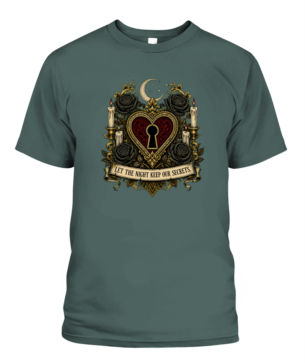 Let The Night Keep Our Secrets — gothic shirt in Blue Spruce