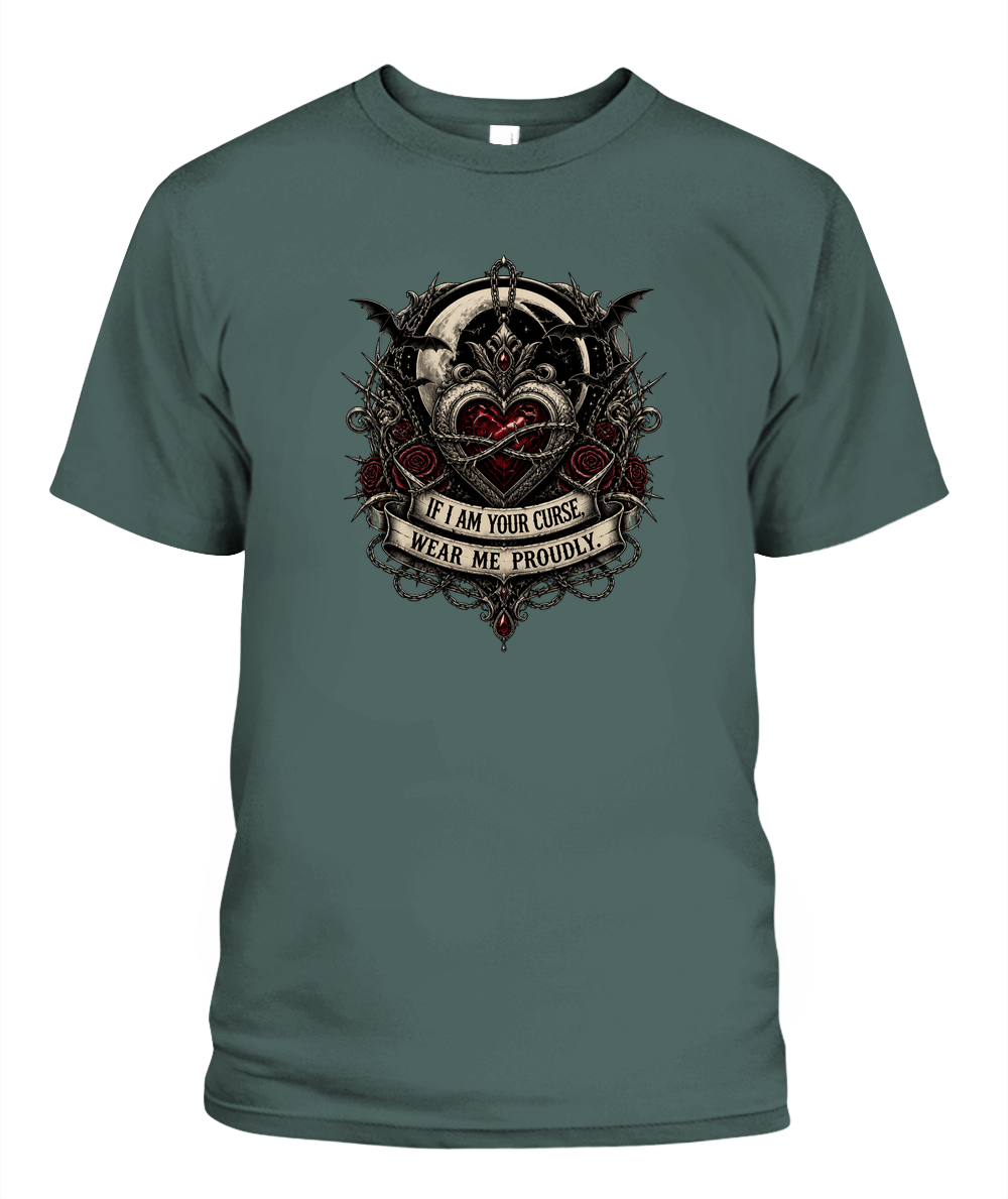 If I Am Your Curse, Wear Me Proudly — gothic shirt in Blue Spruce