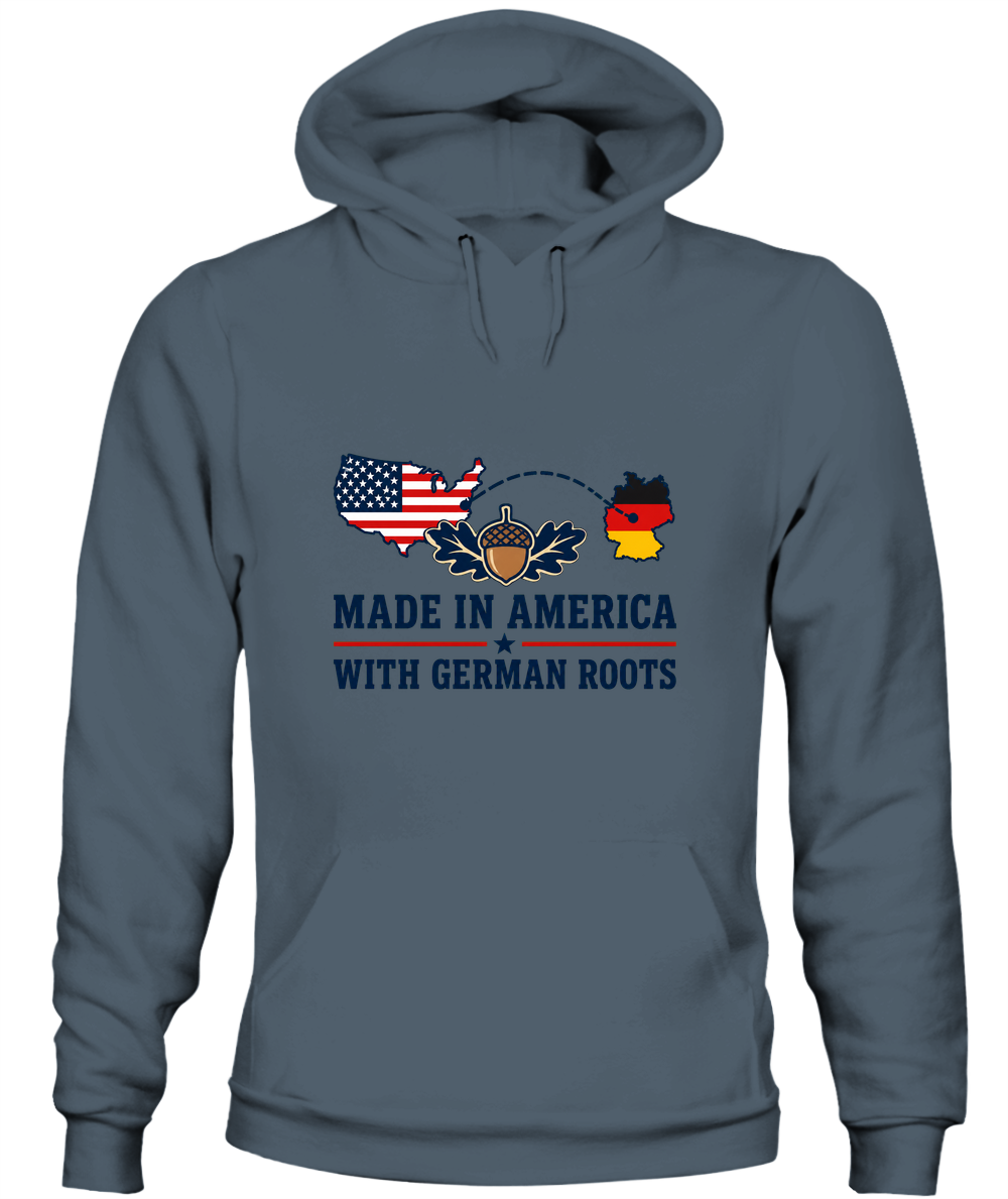 Made In America With German Roots — Hoodie in Dark Heather