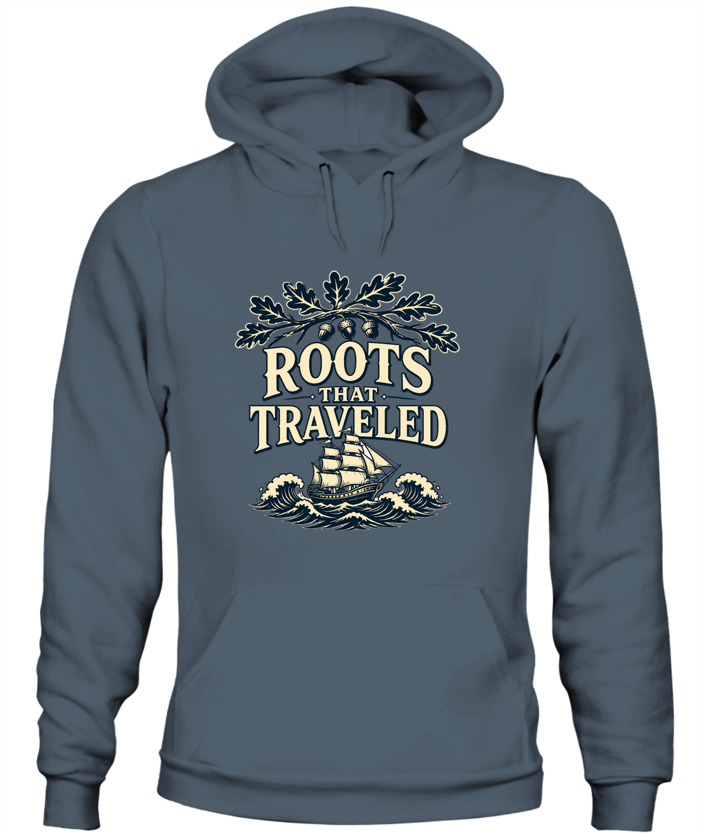 Roots That Traveled — Hoodie in Dark Heather