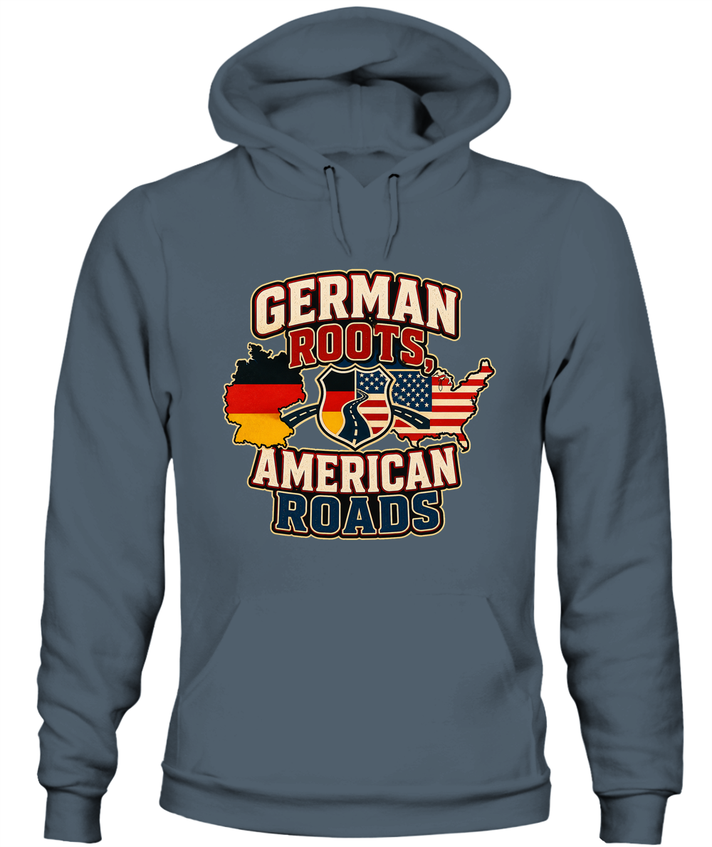 German Roots, American Roads — Hoodie in Dark Heather
