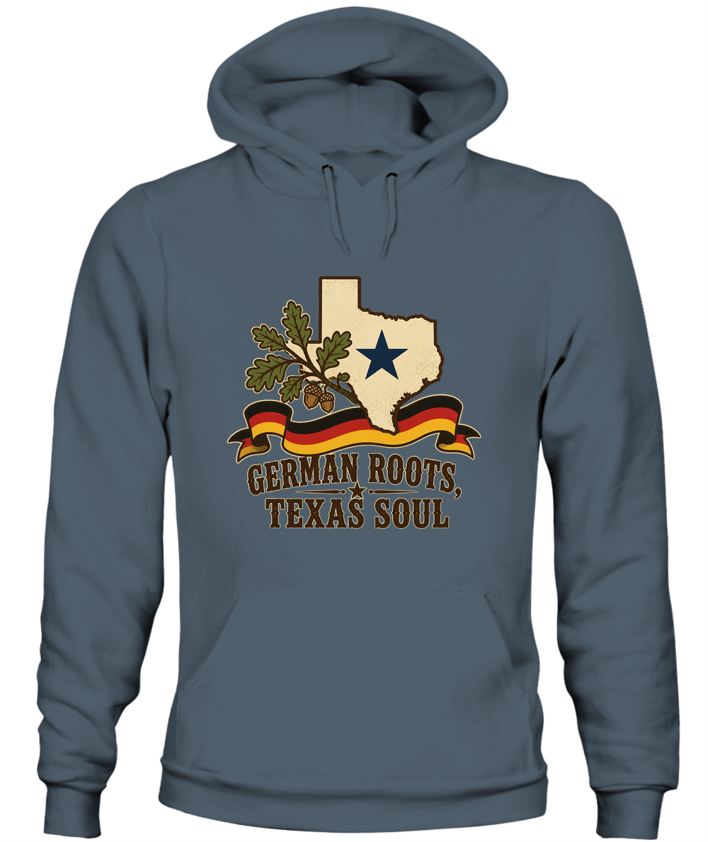 German Roots, Texas Soul — Hoodie in Dark Heather