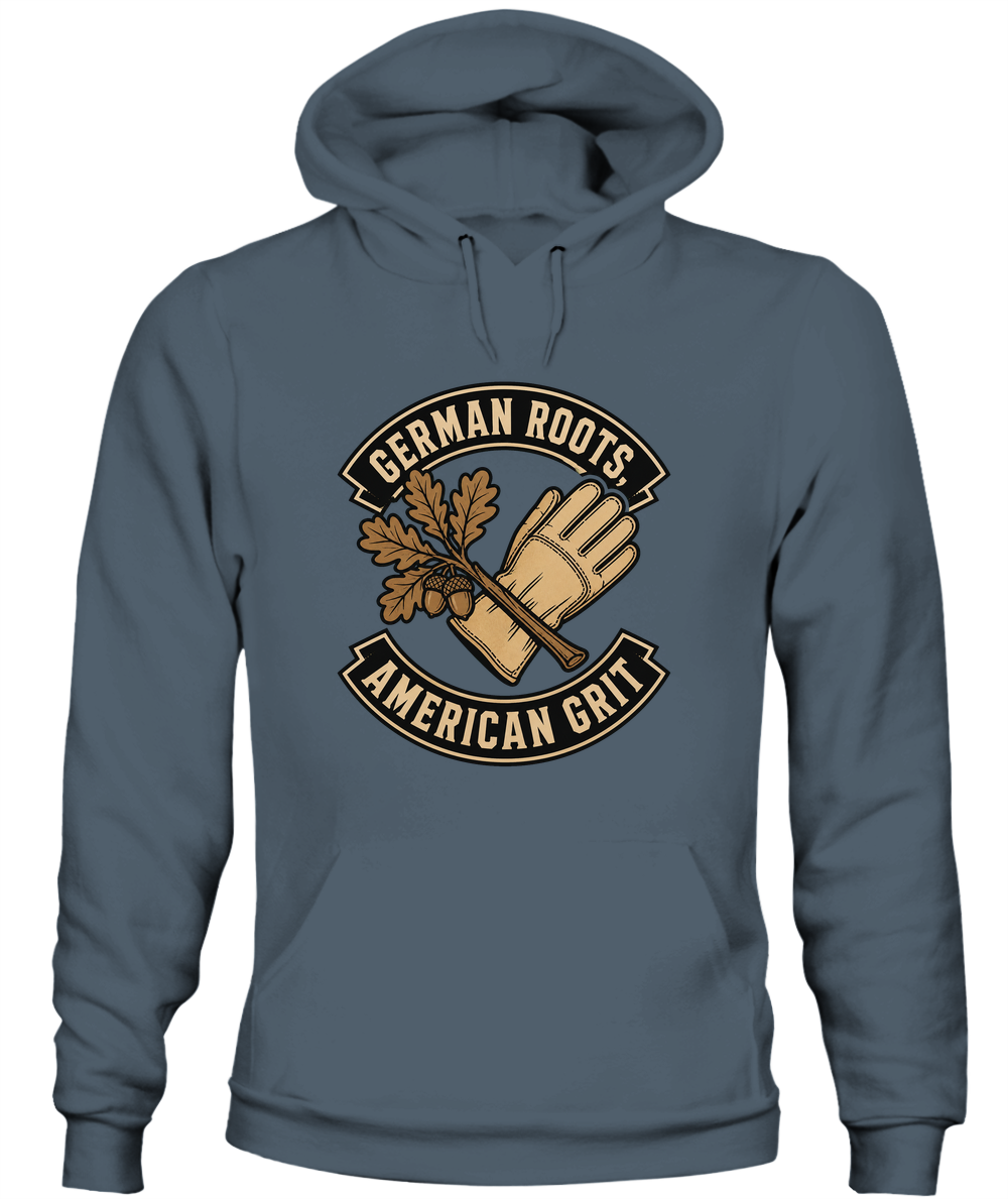 German Roots, American Grit — Hoodie in Dark Heather