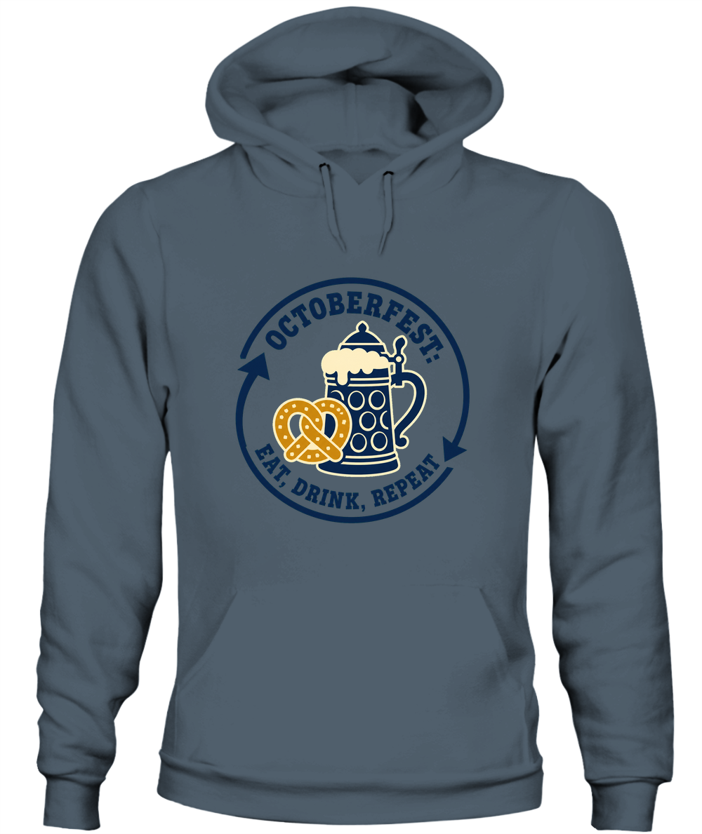 Octoberfest: Eat, Drink, Repeat — Hoodie in Dark Heather