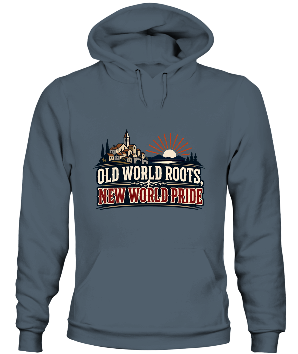 Old World Roots, New World Pride — Hoodie in Dark Heather