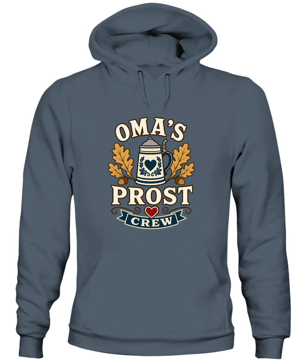 Oma's Prost Crew — Hoodie in Dark Heather