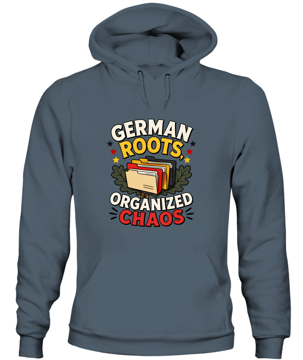 German Roots, Organized Chaos — Hoodie in Dark Heather