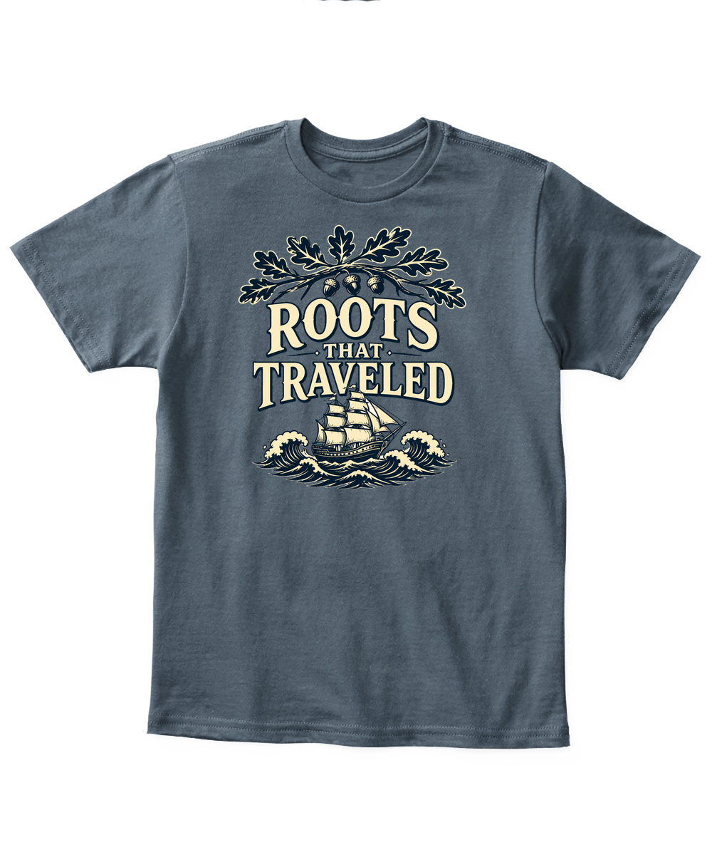 Roots That Traveled — Kid's T Shirt in Dark Heather
