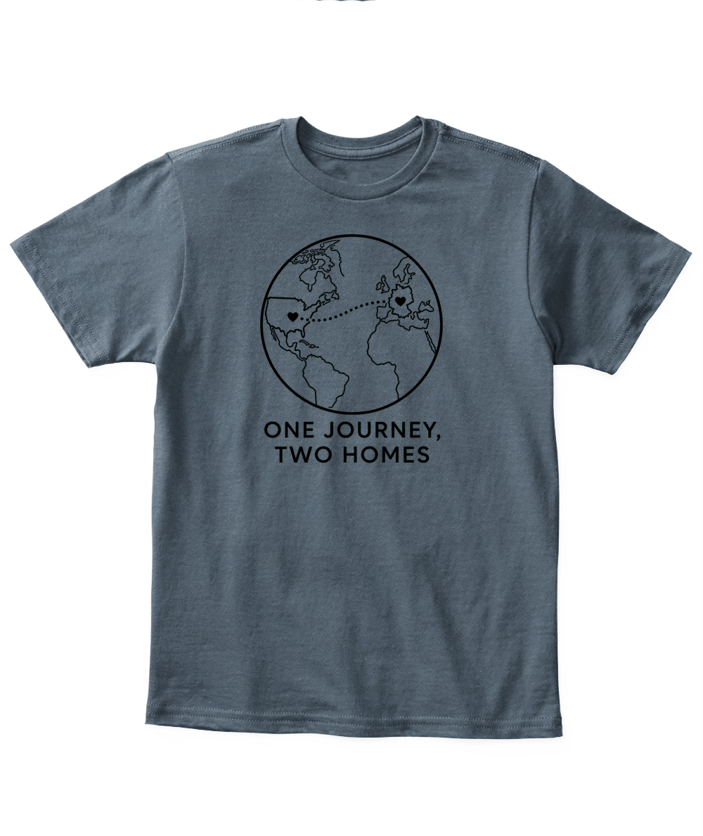 One Journey, Two Homes — Kid's T Shirt in Dark Heather