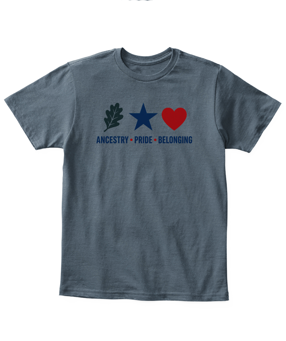 Ancestry, Pride, Belonging — Kid's T Shirt in Dark Heather