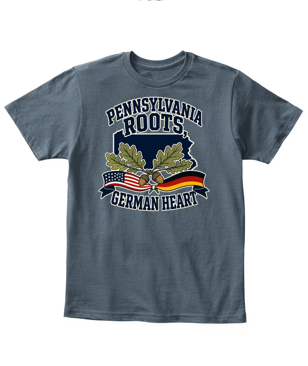 Pennsylvania Roots, German Heart — Kid's T Shirt in Dark Heather