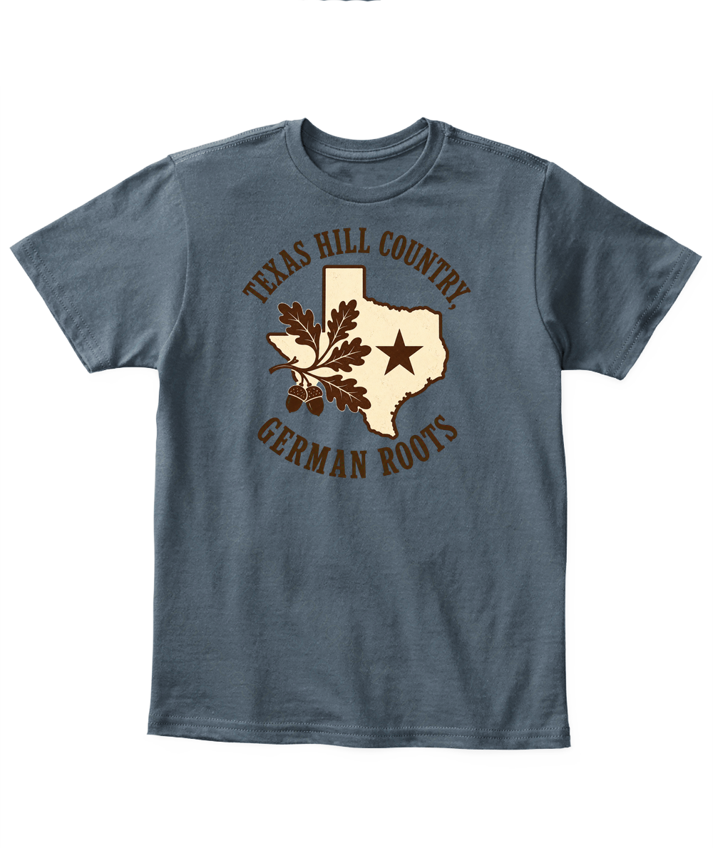 Texas Hill Country, German Roots — Kid's T Shirt in Dark Heather