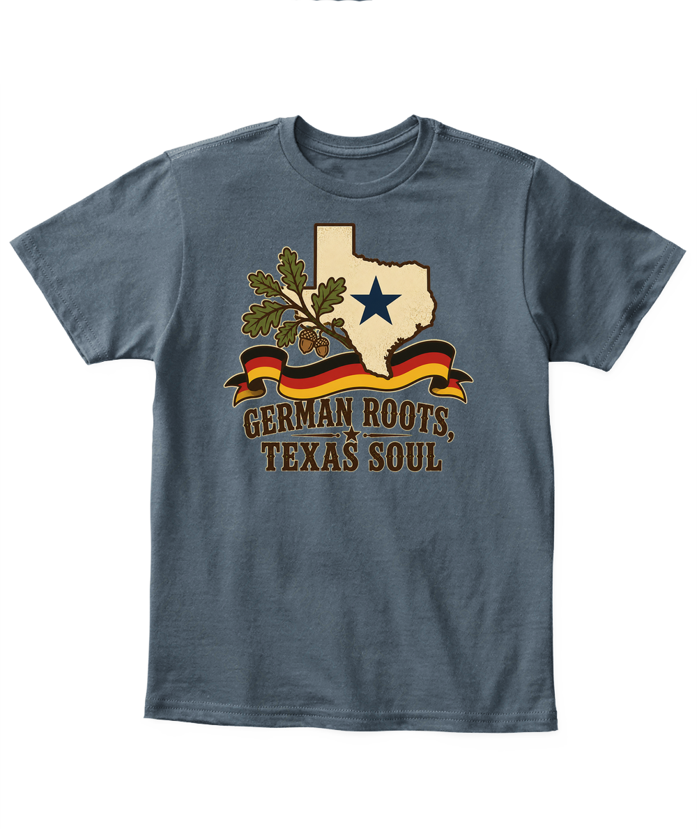 German Roots, Texas Soul — Kid's T Shirt in Dark Heather