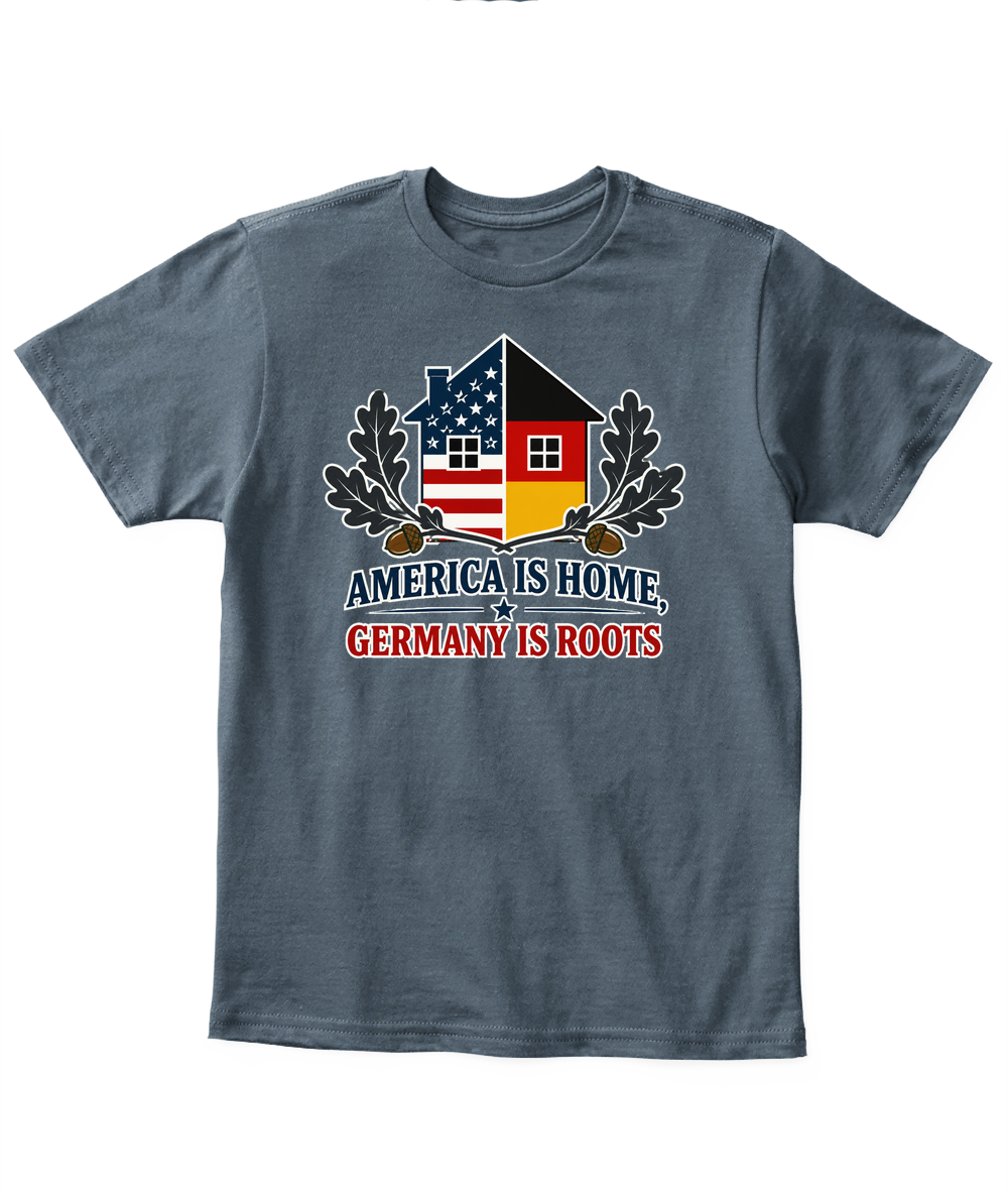 America Is Home, Germany Is Roots — Kid's T Shirt in Dark Heather