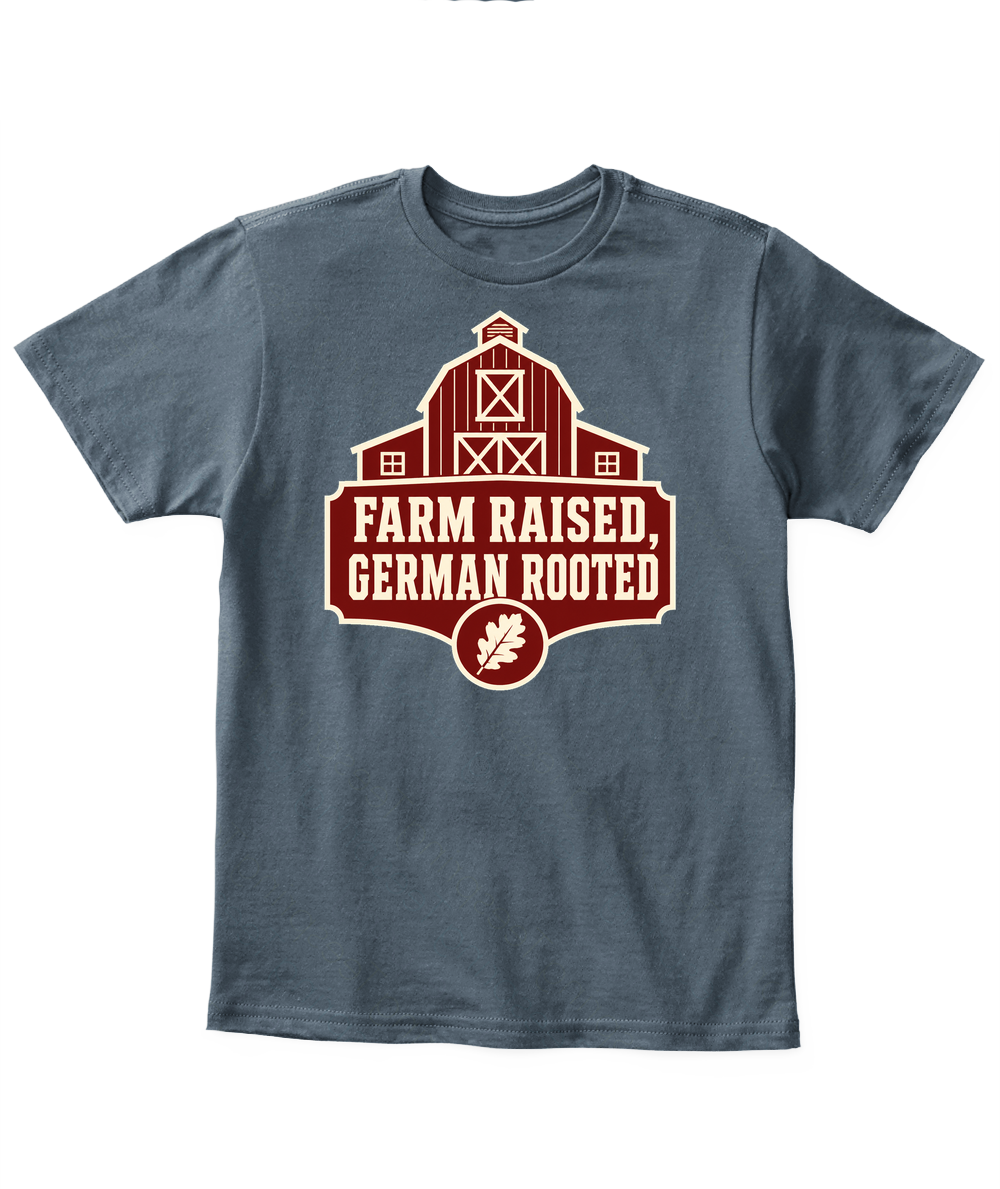 Farm Raised, German Rooted — Kid's T Shirt in Dark Heather