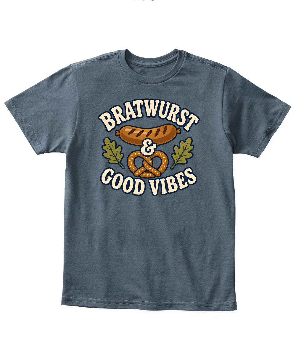 Bratwurst & Good Vibes — Kid's T Shirt in Dark Heather