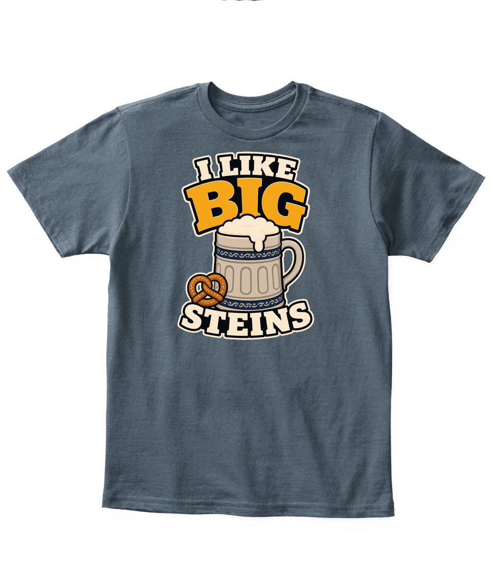 I Like Big Steins — Kid's T Shirt in Dark Heather