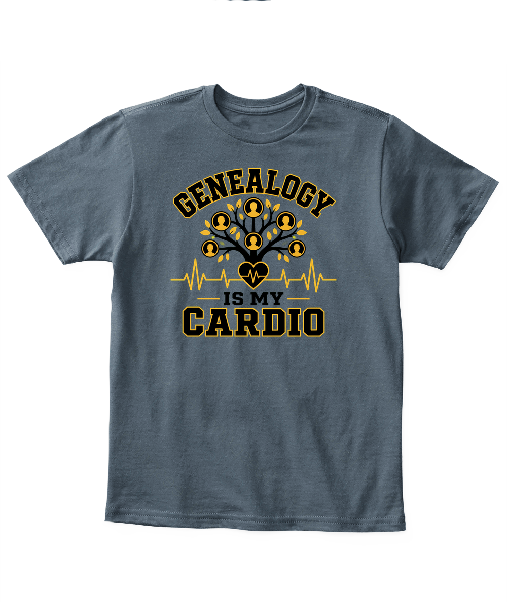 Genealogy Is My Cardio — Kid's T Shirt in Dark Heather