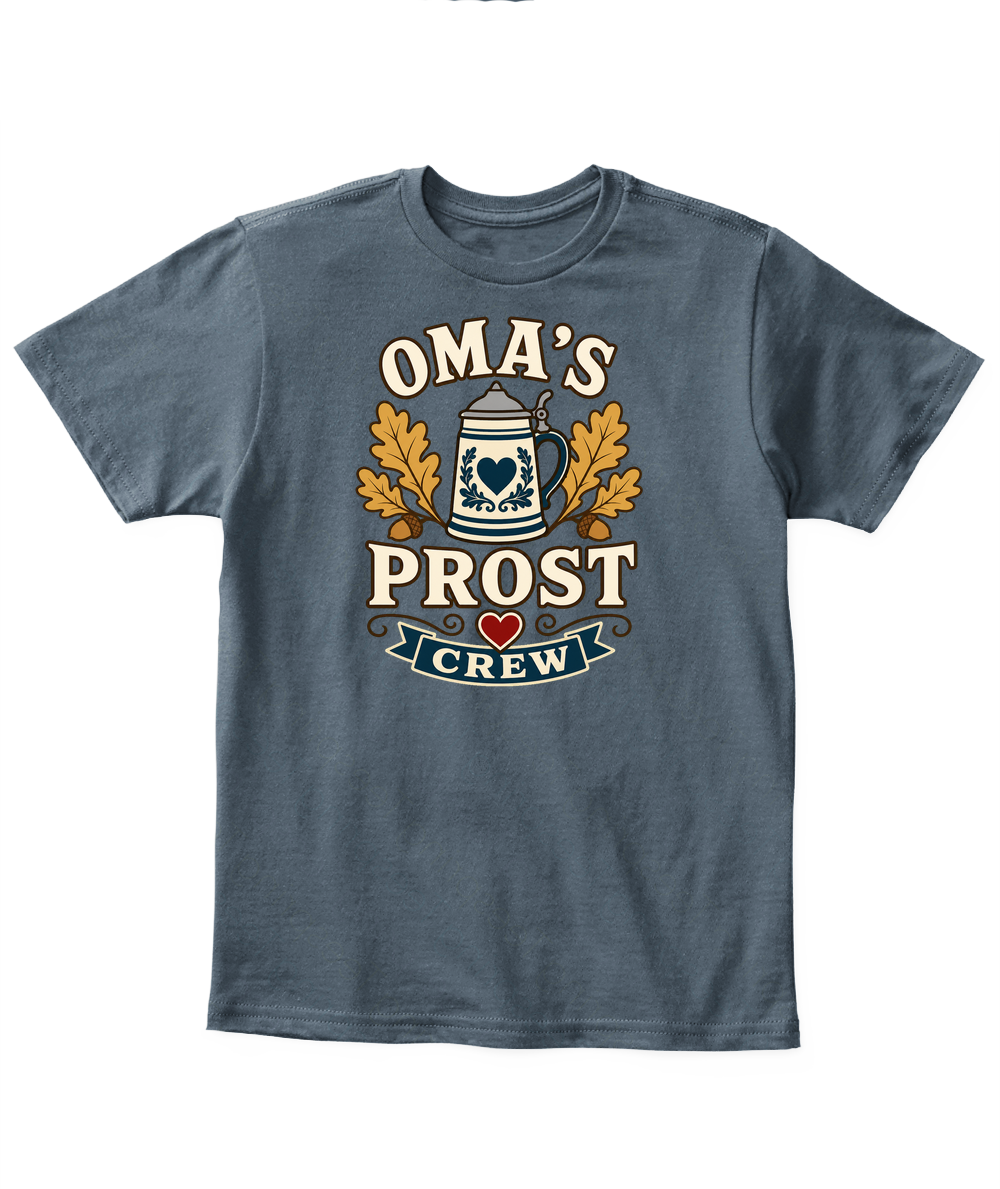 Oma's Prost Crew — Kid's T Shirt in Dark Heather