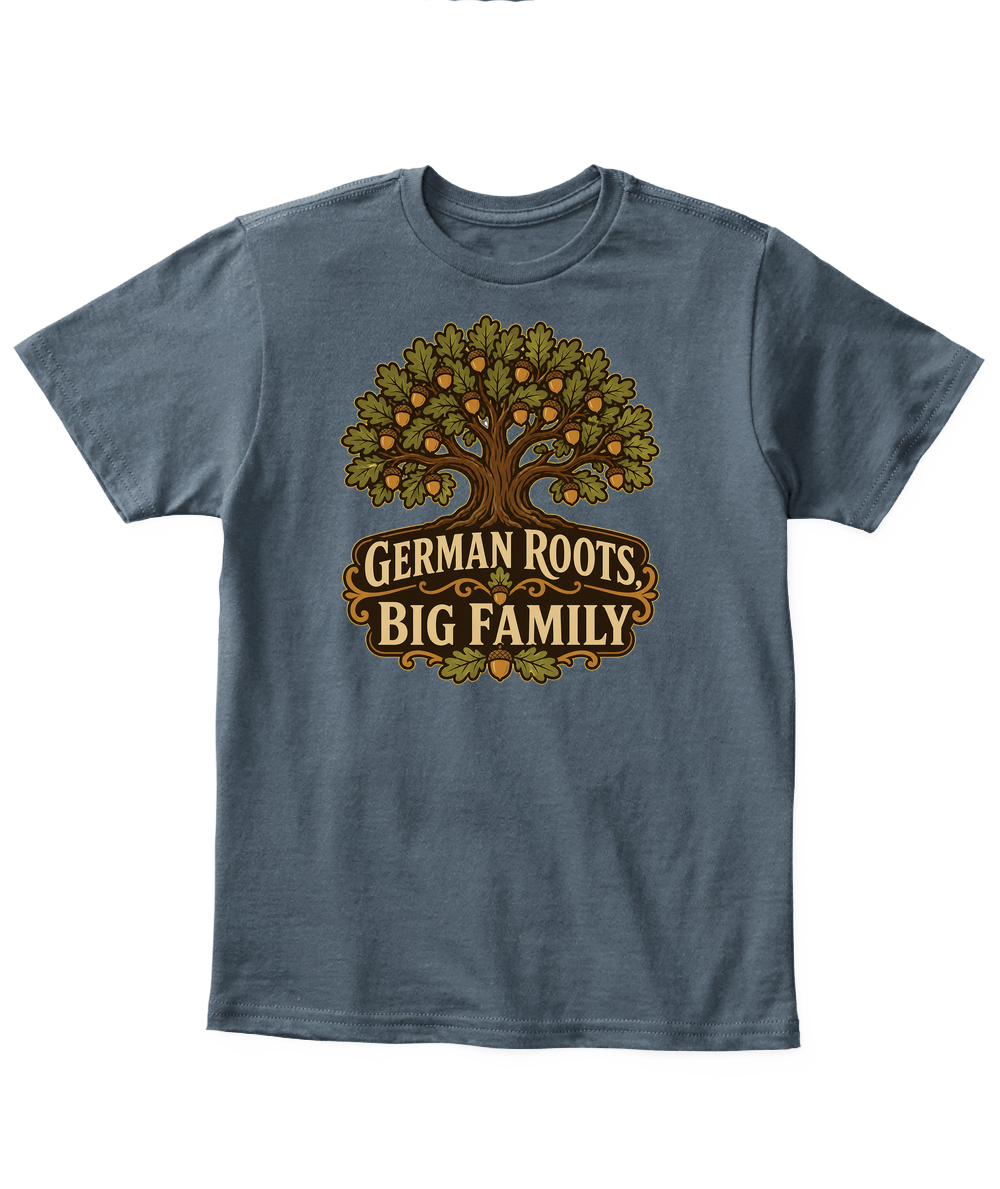 German Roots, Big Family — Kid's T Shirt in Dark Heather