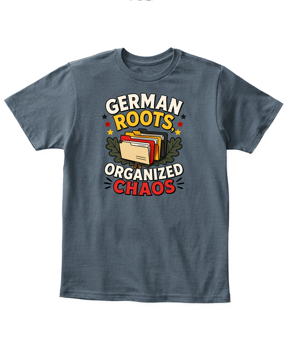 German Roots, Organized Chaos — Kid's T Shirt in Dark Heather