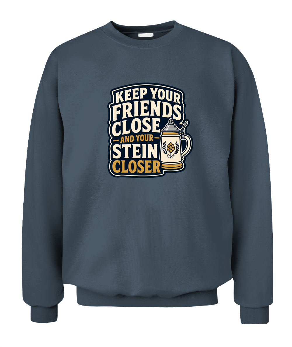 Keep Your Friends Close And Your Stein Closer — Sweatshirt in Dark Heather