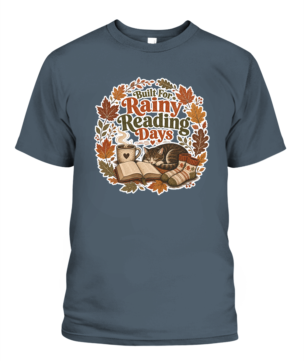 Built for Rainy Reading Days Book Lover T-Shirt | Reading Gift