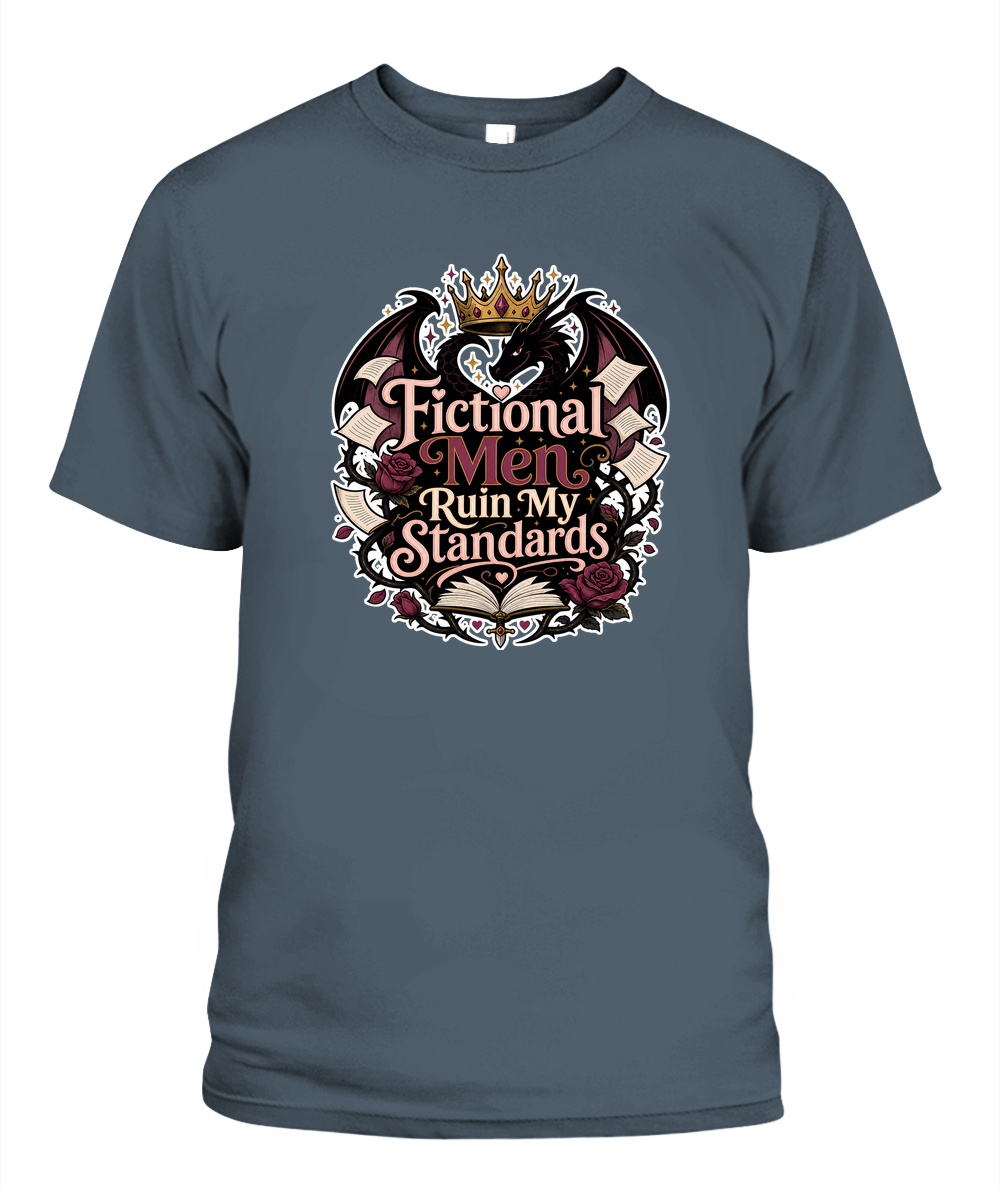 Fictional Men Ruin my Standards Book Lover T-Shirt | Reading Gift