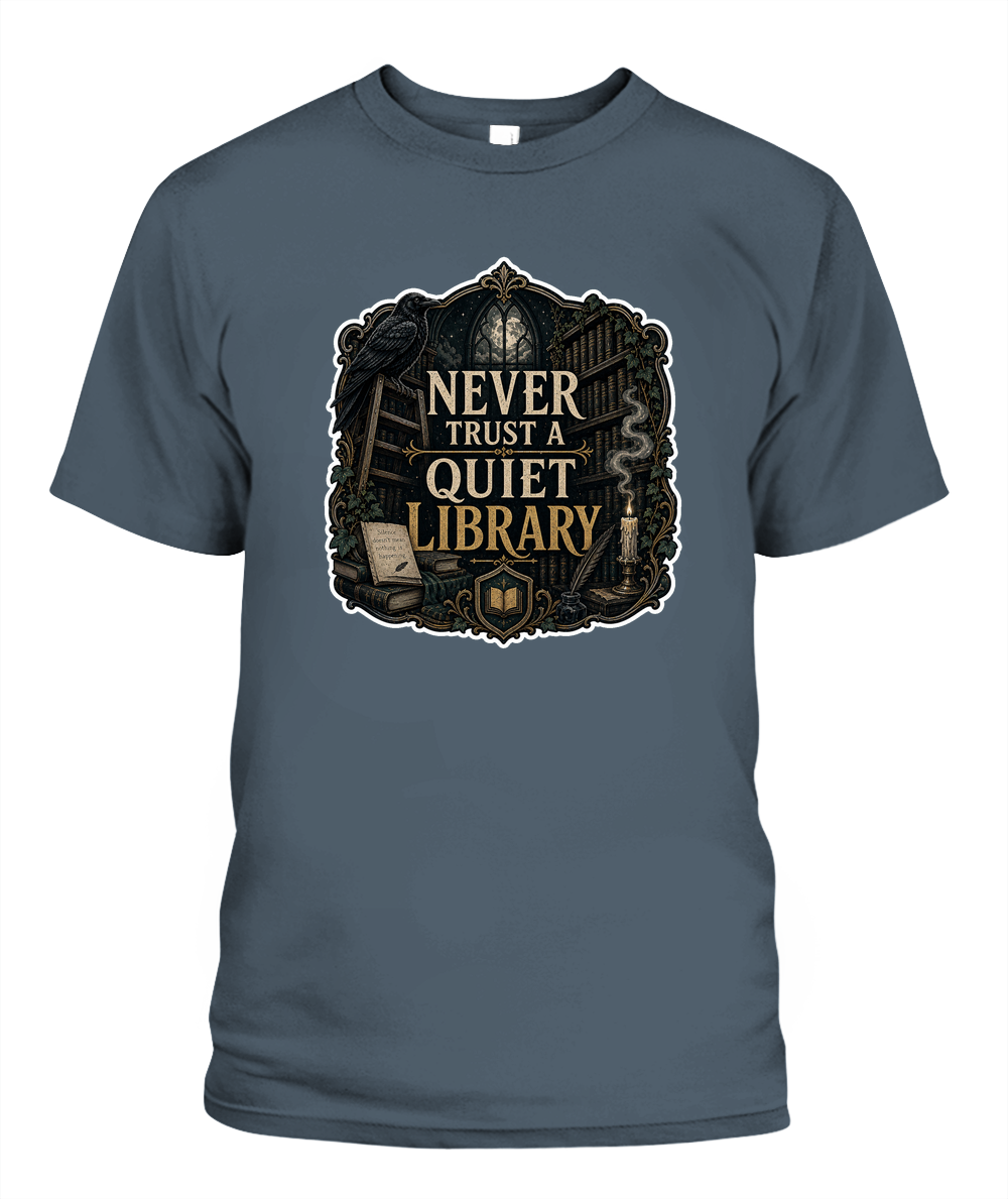 Never Trust a Quiet Library Book Lover T-Shirt | Reading Gift