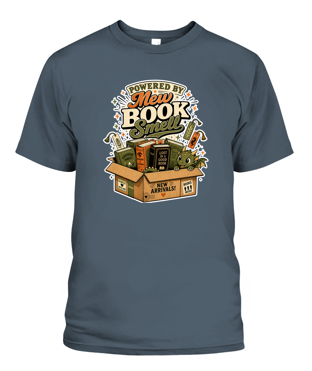 Powered by New Book Smell Book Lover T-Shirt | Reading Gift